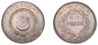 19th Century Tokens, HAMPSHIRE, Portsmouth, James Dudley, Shilling, 1811, city arms in Garter, clear stop after i,...