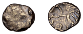 British Iron Age, EAST WILTSHIRE, Uninscribed issues, gold Quarter-Stater, Dahlia Horse Left type, blundered...