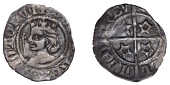 David II (1329-1371), Second coinage, Class B, Sterling, class B, Edinburgh, larger young bust, single crosslet...