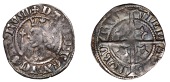 David II (1329-1371), Second coinage, Class A, Sterling, class A, Edinburgh, small young bust with large sloping...