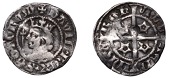 David II (1329-1371), Second coinage, Class A, Sterling, class A, Edinburgh, small young bust with large sloping...