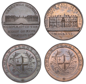 LONDON, Kempson’s London Buildings, Pennies (2), both type 2 with rev. die london penny token, obvs. Goldsmith’s...