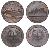 LONDON, Kempson’s London Buildings, Pennies (2), both type 2 with rev. die london penny token, obvs. Middlesex...