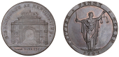 LONDON, Kempson’s London Buildings, Penny, type 4, Bishopsgate, rev. Justice standing, edge plain, 18.33g/6h (DH...