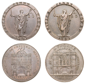 LONDON, Kempson’s London Buildings, Pennies (2), both type 4, with rev. Justice standing, obvs. Ludgate, 18.76g/6h...