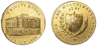 LONDON, Tower Hill, Prattent’s London and Westminster series, Penny, 1797, in gilt-copper, type 1, Trinity House,...