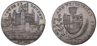LONDON, Tower Hill, Prattent’s London and Westminster series, Penny, 1797, type 3, Tower of London, rev. City arms...