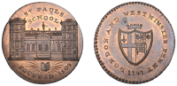 LONDON, St Paul’s, Prattent’s London and Westminster series, Penny, 1797, type 5, St Paul’s School, rev. City...