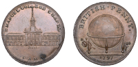 CAMBRIDGESHIRE, Cambridge, Skidmore’s Globe series, Penny, 1797, Emmanuel College Chapel, rev. globe, edge i...
