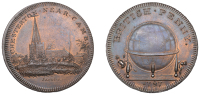 CAMBRIDGESHIRE, Chesterton, Skidmore’s Globe series, Penny, 1797, St Andrew’s Church, part of the village in...