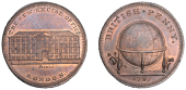 LONDON, High Holborn, Skidmore’s Globe series, Penny, 1797, New Excise Office, rev. globe, edge i promise to pay...