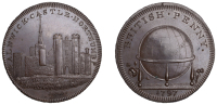 NORTHUMBERLAND, Alnwick, Skidmore’s Globe series, Penny, Alnwick Castle, rev. globe, edge i promise to pay on...