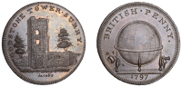 SURREY, Godstone, Skidmore’s Globe series, Penny, 1797, Godstone Tower, rev. globe, edge i promise to pay on...