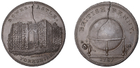 YORKSHIRE, Bowes, Skidmore’s Globe series, Penny, remains of Bowes Castle, rev. globe, edge i promise to pay on...