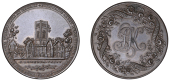 YORKSHIRE, Ripon, Kempson’s Penny, view of the ruins of Fountains Abbey, rev. jk cypher within wreath of flowers,...