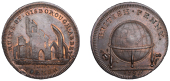 YORKSHIRE, Guisborough, Skidmore’s Globe series, Penny, 1797, remains of Guisborough Abbey, rev. globe, edge i...