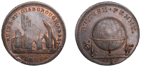 YORKSHIRE, Guisborough, Skidmore’s Globe series, Penny, 1797, remains of Guisborough Abbey, rev. globe, edge i...