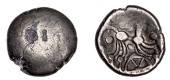 British Iron Age, EAST WILTSHIRE, Uninscribed issues, base gold Stater, Savernake Forest type, plain field, rev....