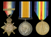 Three: Private T. W. Allen, South Wales Borderers, who was killed in action on 21 September 1914

1914 Star, with...