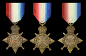1914 Star (2) (14213 Pte. H. Dufty. S. Wales Bord.; 8817 L.Sjt. H. Lacey. S. Wales Bord.); 1914-15 Star (6339 Pte....