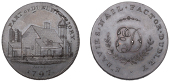 Worcestershire, Dudley, Edward Davies, Skidmore’s Penny, 1797, view of a restored portion of Dudley Priory, rev....