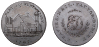 Worcestershire, Dudley, Edward Davies, Skidmore’s Penny, 1797, view of a restored portion of Dudley Priory, rev....