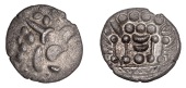 British Iron Age, DUROTRIGES, Uninscribed issues, silver Stater, Spread Tail type, devolved head of Apollo,...