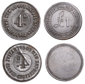 HEREFORDSHIRE, Hereford, The New Co-operative Stores, Fourpence (R 5, this piece), Hereford C&ISL, Pound (R 10) [2]....