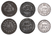 SUFFOLK, Leiston, Leiston ICSL, brass bracteate Pound, 22mm (R –); Lowestoft, Lowestoft CSL, 1 Pint Milk (R 15);...