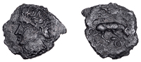 British Iron Age, CATUVELLAUNI and TRINOVANTES, Trocc (c. AD 10-20), bronze Unit, Troccos Bull type, Augustan style...