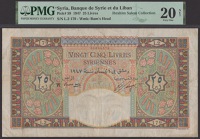 Banque de Syrie et du Liban, Syria, 25 Livres, 1947, serial number L.2 179, Bulsson and Souayal signatures, reverse...