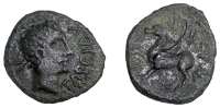 British Iron Age, CATUVELLAUNI, Tasciovanus (c. 25 BC - AD 10), bronze Double Unit, Mega Pegasus type, head right,...