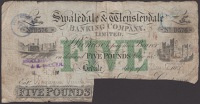 Swaledale & Wensleydale Banking Company Limited, cancelled £5, Bedale, 13 March 1897, serial number D576, lovely...