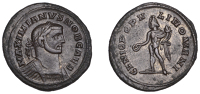 Galerius under Maximianus, Follis (AE1), London, 300-305, laureate and cuirassed bust right, small head on tall...