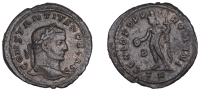 Constantius I as Caesar under Maximianus, Follis (AE1), Trier, 295, laureate head of Constantius Chlorus right,...