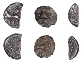 British Iron Age, ATREBATES and REGNI, Eppillus (c. 20 BC - AD 1), silver Minim (2), U-type, geometric pattern based...