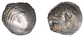 British Iron Age, ICENI, Uninscribed issues, silver Unit, Punk Head type, male head right, herringbone hair, large...