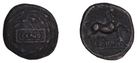 British Iron Age, CATUVELLAUNI, Cunobelin (c. AD 8-41), bronze Unit, Stepping Horse type, cvno in tablet, within...