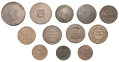 19th Century Tokens, Miscellaneous tokens, Threepence (1), Twopence (1), Pennies (7), Halfpence (3) [12]. Varied...