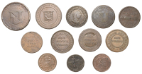 19th Century Tokens, Miscellaneous tokens, Threepence (1), Twopence (1), Pennies (7), Halfpence (3) [12]. Varied...