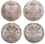 18th Century Tokens, YORKSHIRE, Sheffield, John Hands, Halfpence, 1794 (2), 10.34g/12h (DH 55), 9.60g/12h (DH 56)...