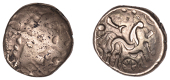 British Iron Age, ATREBATES and REGNI, Uninscribed issues, gold Stater, British Qa [Selsey Two-Faced type], devolved...