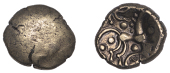 British Iron Age, EAST WILTSHIRE, Uninscribed issues, gold Stater, Savernake Forest type, plain field, rev. skinny...