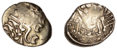 British Iron Age, BELGAE, Uninscribed issues, gold Stater, British B [Chute type], devolved head of Apollo right,...