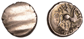 British Iron Age, CANTII, Dubnovellaunos (c. 25 BC - AD 5), gold Stater, Serpent type, plain, traces of banding,...