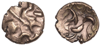 British Iron Age, CORIELTAUVI, Uninscribed issues, gold Stater, South Ferriby type, wreath, cloak and crescents,...