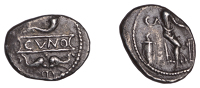 British Iron Age, CATUVELLAUNI and TRINOVANTES, Cunobelin (c. AD 8-41), silver Unit, Cricket type, cvno in tablet,...
