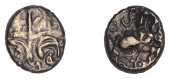British Iron Age, EAST WILTSHIRE, Uninscribed issues, base gold Quarter-Stater, Vale of Pewsey type, cruciform...