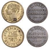 Co DURHAM, Stockton-on-Tees, John Simpson (W 4546, the plate piece; Gardiner p.41); Sunderland, Benjamin Levy (W...