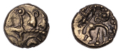 British Iron Age, EAST WILTSHIRE, Uninscribed issues, base gold Quarter-Stater, Vale of Pewsey type, cruciform...